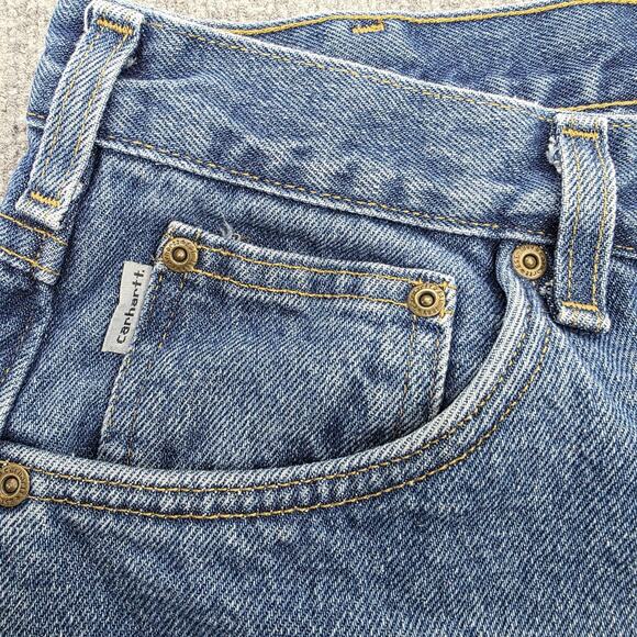 Carhartt Jeans Mens 36x32 Blue Flannel Lined Relaxed Fit B172 DST Denim Workwear - Picture 13 of 16